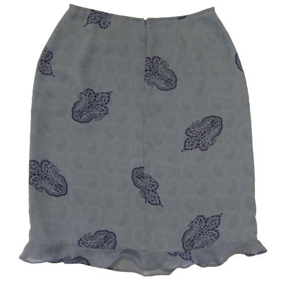 Vintage 90s Midi Skirt Size 10 Gray Paisley Print Whimsygoth Chiffon Flutter Hem - Picture 6 of 6